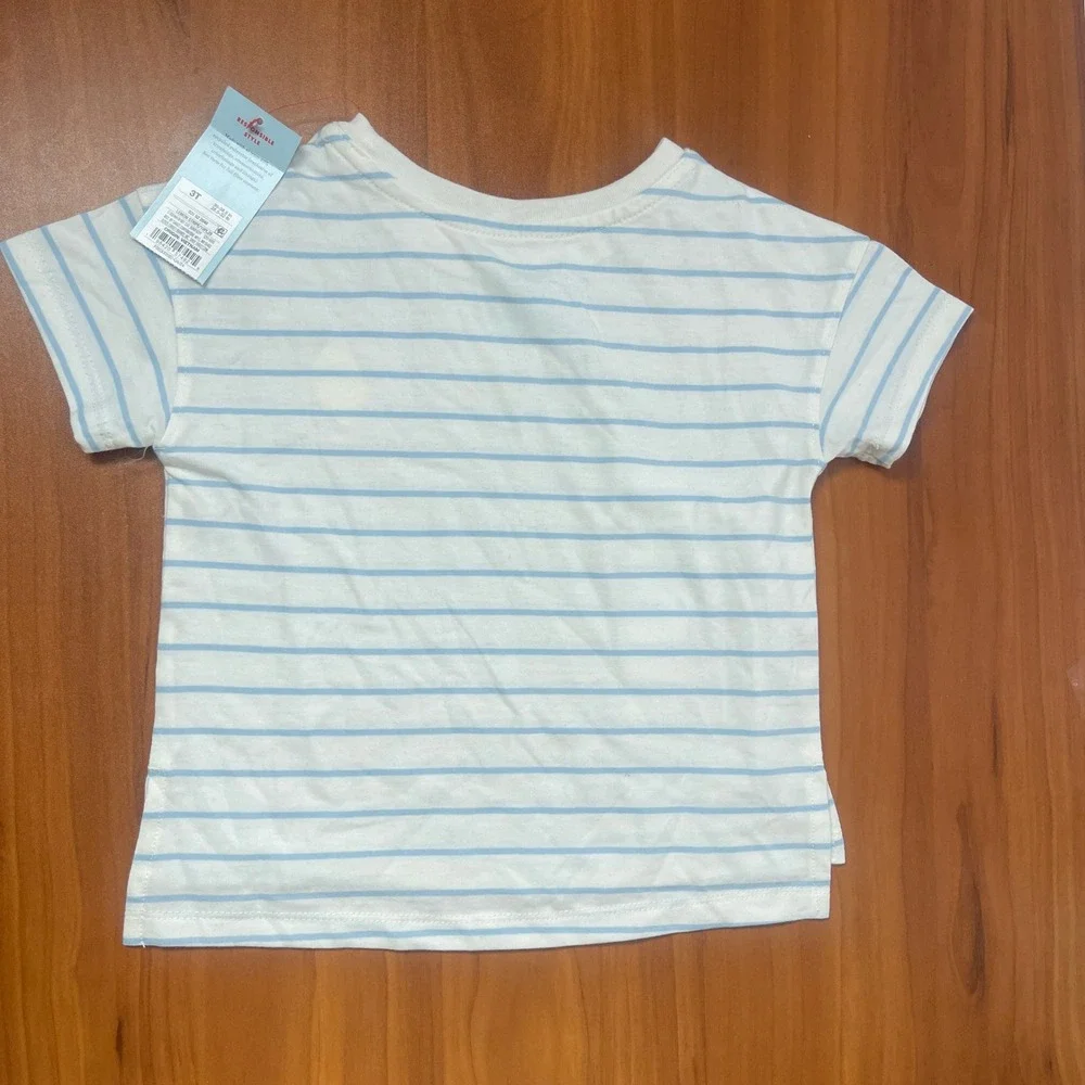 Cat & Jack Toddler 3T Outfit Set Striped Lemon T-Shirt and Denim Shorts NWT